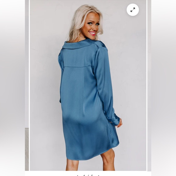 Impressions Blue Shift Dress - Picture 2 of 3